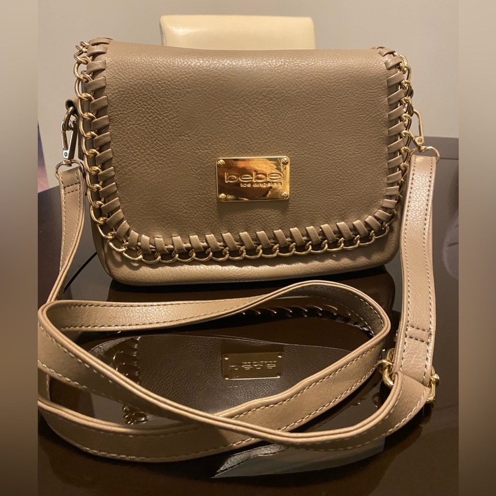 Bebe Gold Tan Crossbody Bag